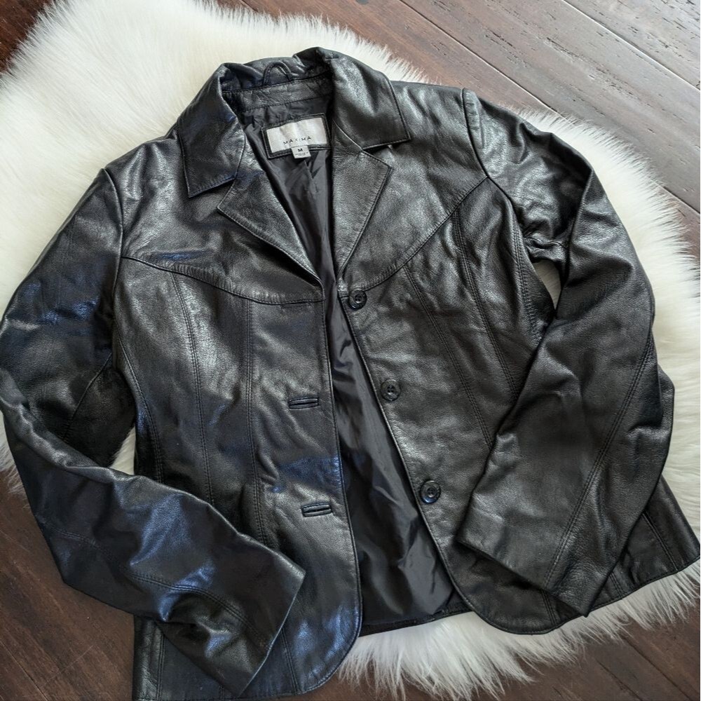 Wilson Leather Maxima Women’s Jacket Size M Medium black leather moto short